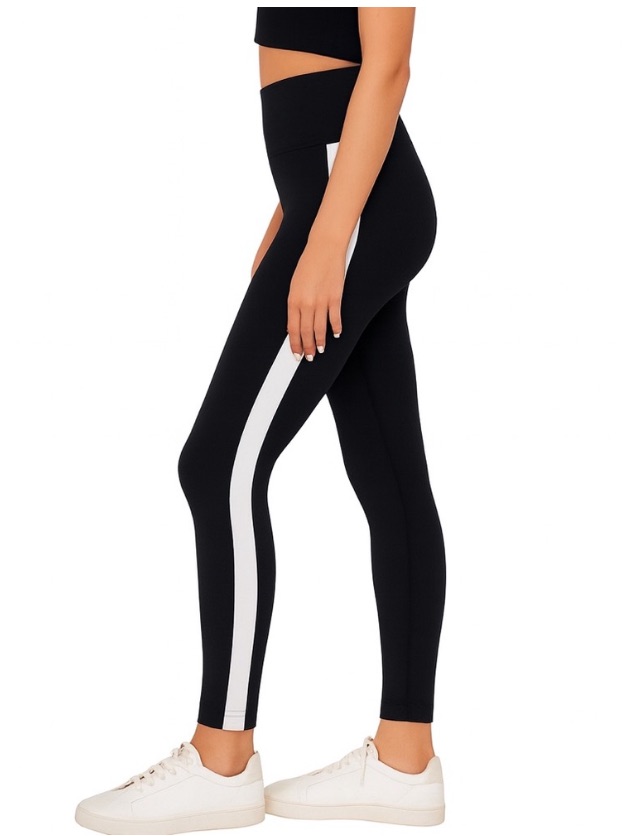Threads 4 Thought Black White Stripe Mid Rise Performance Leggings Nwt